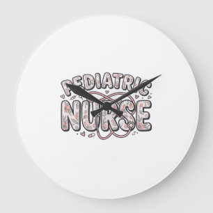 Paediatrics Nurse Floral Vintage Engraving Design_ Large Clock