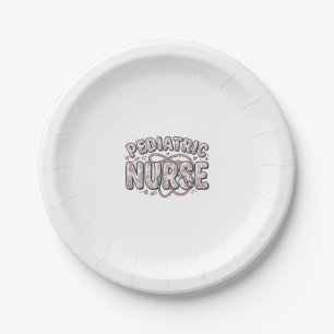 Paediatrics Nurse Floral Vintage Engraving Design_ Paper Plate