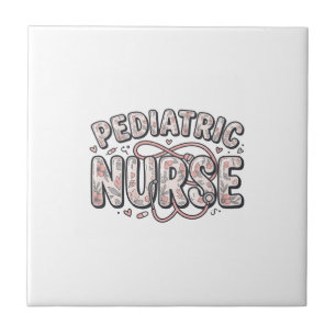 Paediatrics Nurse Floral Vintage Engraving Design_ Tile