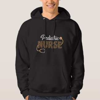 Paediatrics Nurse Leopard Print Stethoscope Heart Hoodie