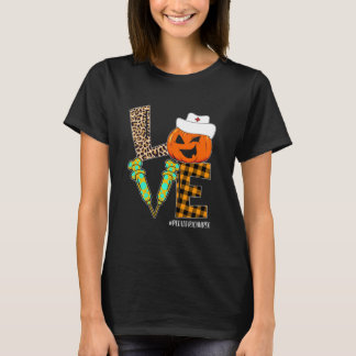 Paediatrics Nurse Leopard Pumpkin Halloween Love N T-Shirt
