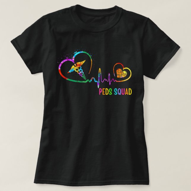 Paediatrics Nurse Paediatrician Peds Nurse Heartbe T-Shirt (Design Front)