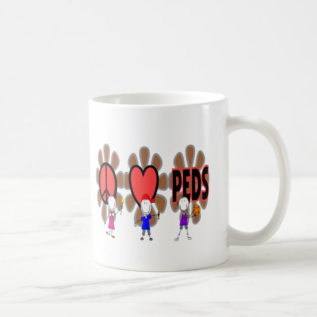 Paediatrics Nurse--"Peace Love Paediatrics" Cute Coffee Mug (Right)