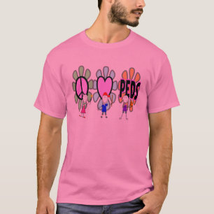 Paediatrics Nurse "Peace-Love-Paediatrics" Gifts T-Shirt