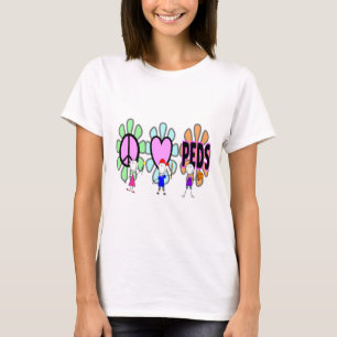 Paediatrics Nurse "Peace-Love-Paediatrics" Gifts T-Shirt