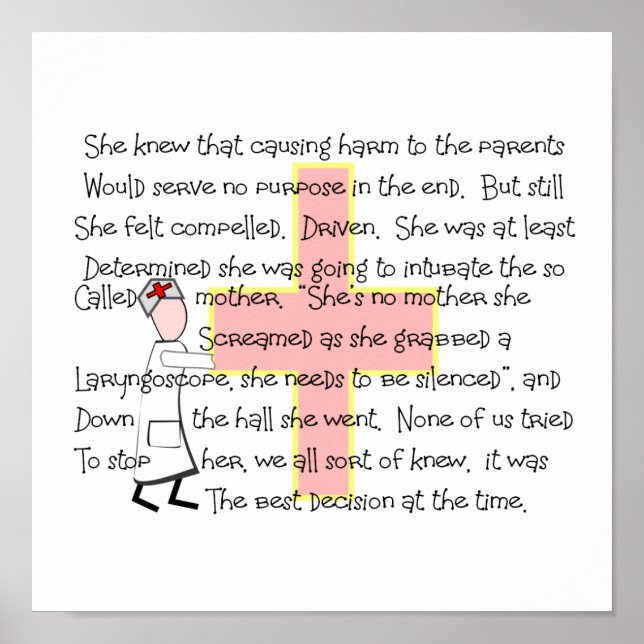 Paediatrics Nurse Poster, "Intubating The Parent" Poster (Front)