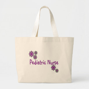 Paediatrics Nurse Purple Flowers Large Tote Bag