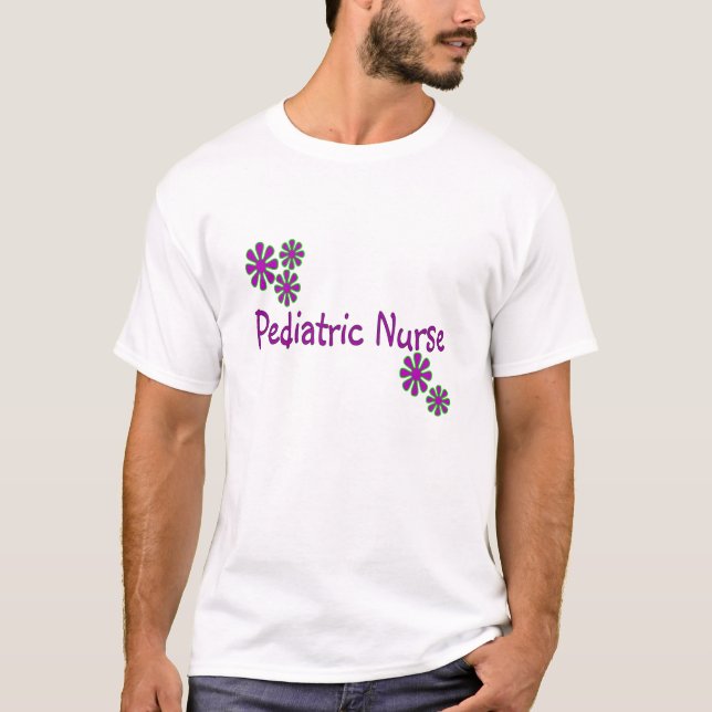 Paediatrics Nurse Purple Flowers T-Shirt (Front)