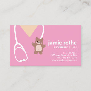 Paediatrics Nurse Scrubs Teddy Bear  Business Card