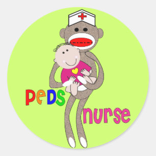 Paediatrics Nurse Sock Monkey Design Classic Round Sticker