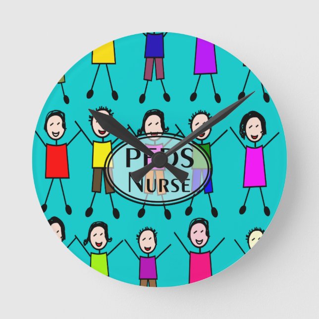 Paediatrics Nurse Stick Kids Design Round Clock (Front)