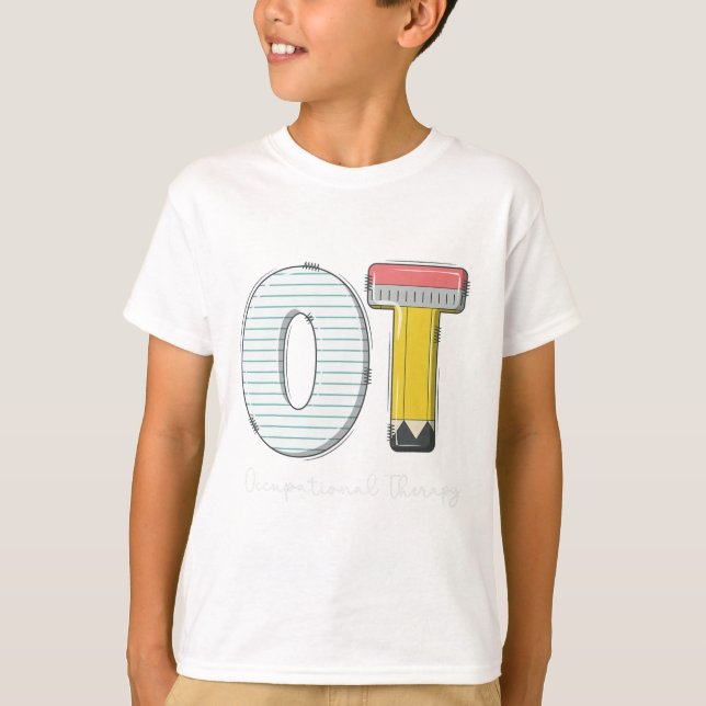 Paediatrics Occupational Therapy Cute Pencil Back  T-Shirt (Front)