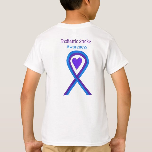Paediatrics Stroke Awareness Heart Ribbon T-Shirt (Back)