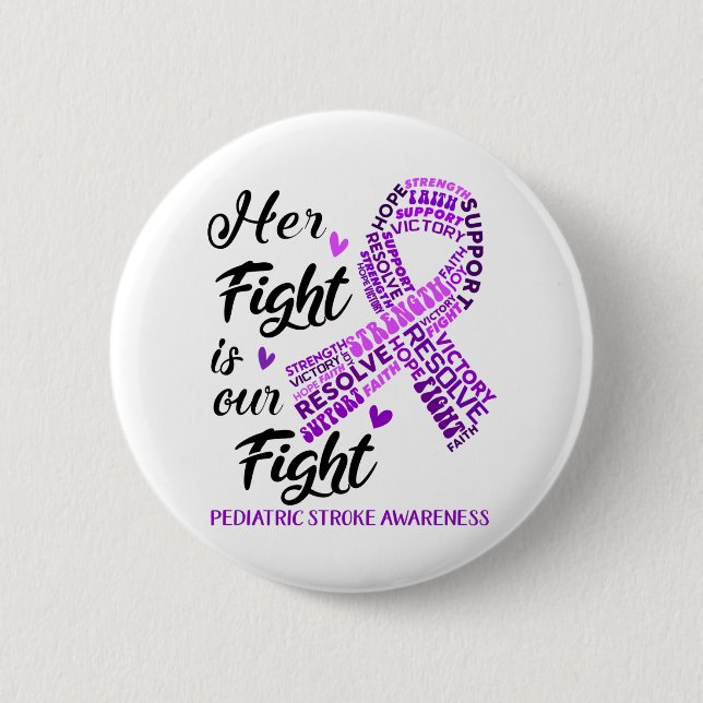 Paediatrics Stroke Awareness Her Fight is our Figh 6 Cm Round Badge (Front)