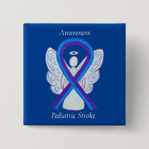 Paediatrics Stroke Awareness Ribbon Angel Pin