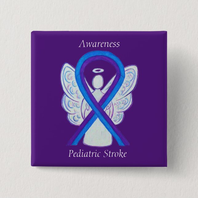 Paediatrics Stroke Awareness Ribbon Angel Pin (Front)