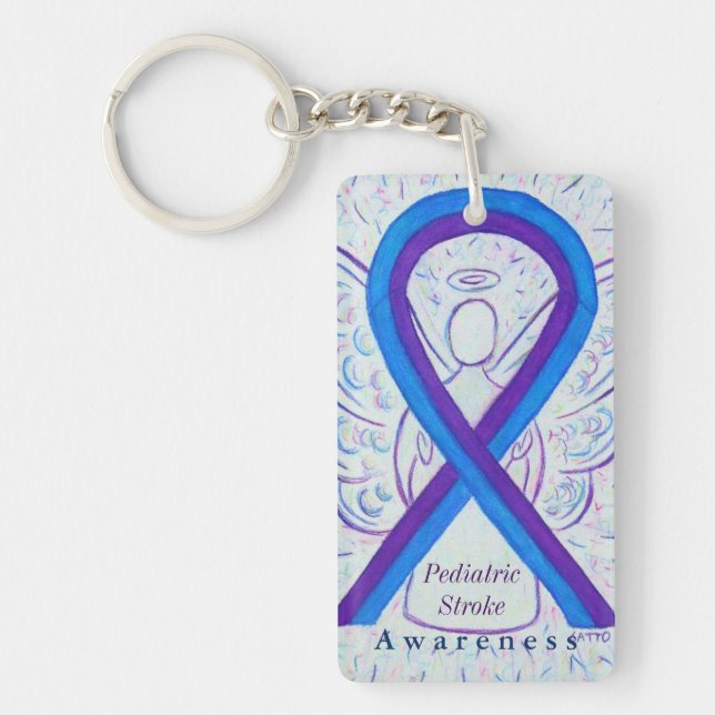 Paediatrics Stroke Awareness Ribbon Custom Keychai Key Ring (Front)