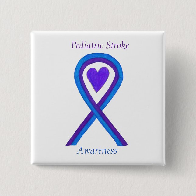 Paediatrics Stroke Awareness Ribbon Pin Buttons (Front)