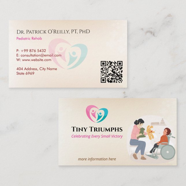 Paediatrics Therapy Business | Light Red Business Card (Front/Back)