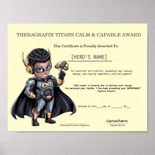 Paediatrics Therapy Calm & Capable Award Poster (Front)