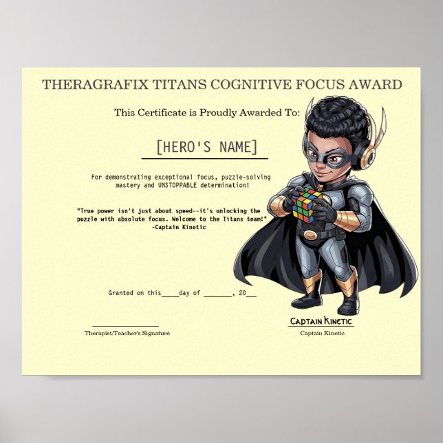 Paediatrics Therapy Focus & Determination Award Poster (Front)