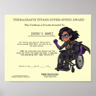 Paediatrics Therapy Superhero Racing Milestone Poster