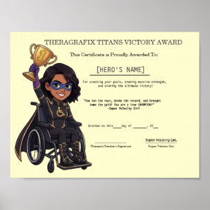Paediatrics Therapy Superhero Trophy Graduation Poster