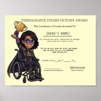 Paediatrics Therapy Superhero Trophy Graduation Poster