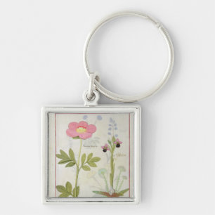 Paeonia or Peony, and Orchis myanthos Key Ring
