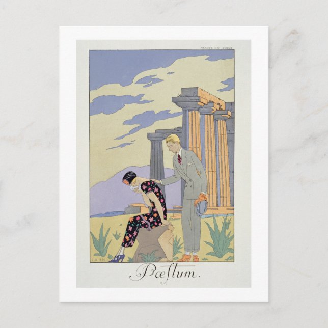 Paestum, 1924 (pochoir print) postcard (Front)