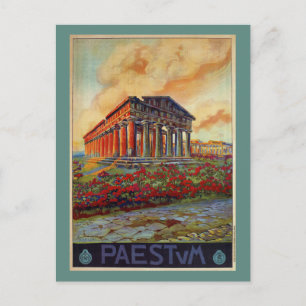 Paestum ancient Greek temple Italian travel ad Postcard