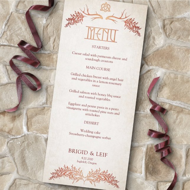 Pagan Celtic Antlers Autumn Wedding Menu (Creator Uploaded)