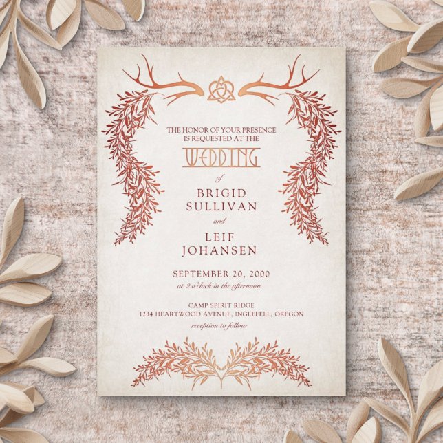 Pagan Celtic Autumn Foliage Wedding Invitation (Creator Uploaded)