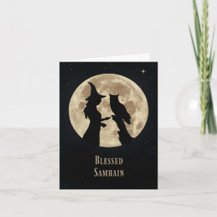 Pagan Celtic Halloween Witch and Owl Samhain Card