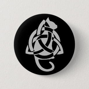 Pagan Celtic Triquetra Cat Silhouette 6 Cm Round Badge