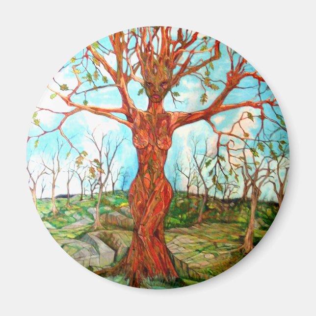 Pagan Dryad Tree Goddess Wiccan Nature Art Magnet (Front)