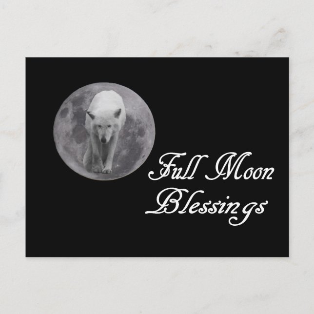 Pagan Full Moon Blessings Wolf Moon Postcard (Front)