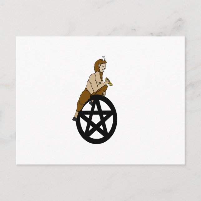 Pagan God Pan and Pentacle Postcard (Front)