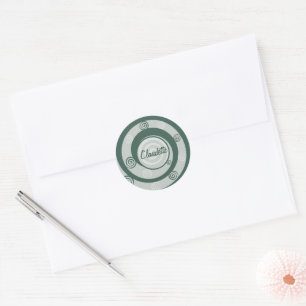 Pagan Goddess Spirals Green Personalised Classic Round Sticker