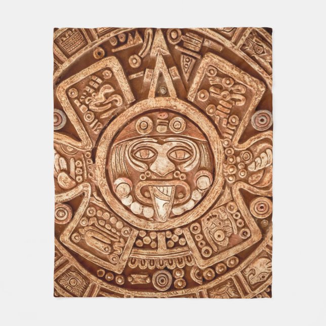 Pagan ornament of a tribe Maya texture Fleece Blanket (Front)