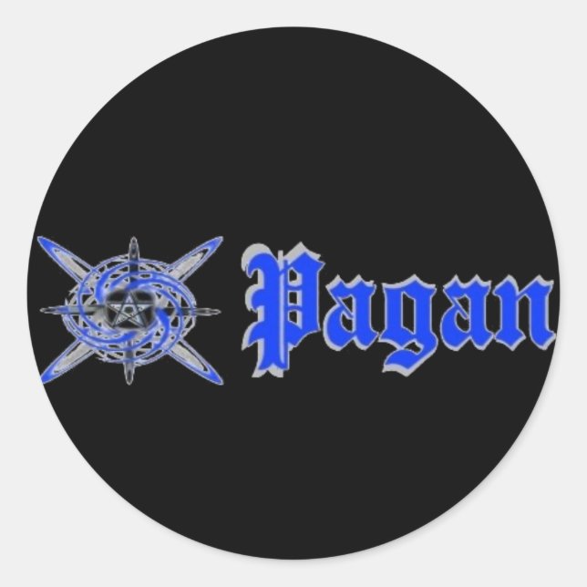 Pagan Star Blue Classic Round Sticker (Front)
