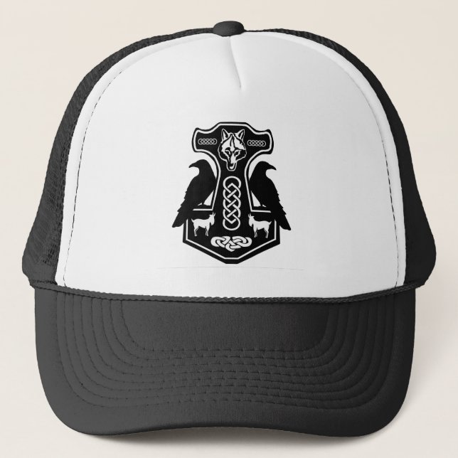 Pagan Thor's Hammer with Ravens Hat (Front)
