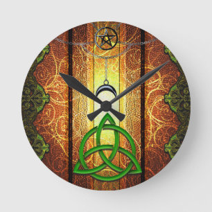 Pagan Tome Dark Magic Spells Wiccan & Witchcraft 1 Round Clock