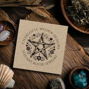 Pagan Wiccan Rustic Kraft Jewellery Designer Square Business Card