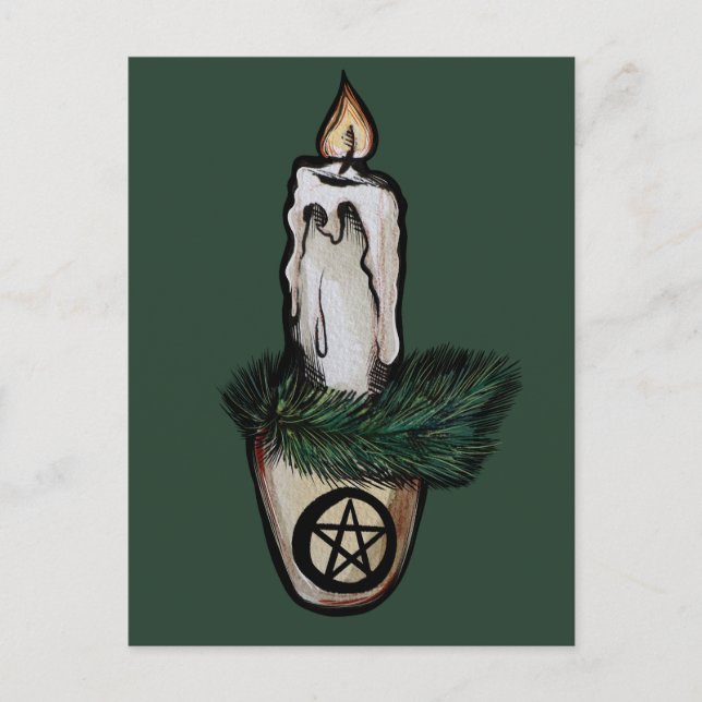 Pagan Yule Candle                          wicca w Postcard (Front)