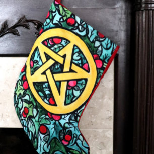 Pagan Yule Pentagram Small Christmas Stocking