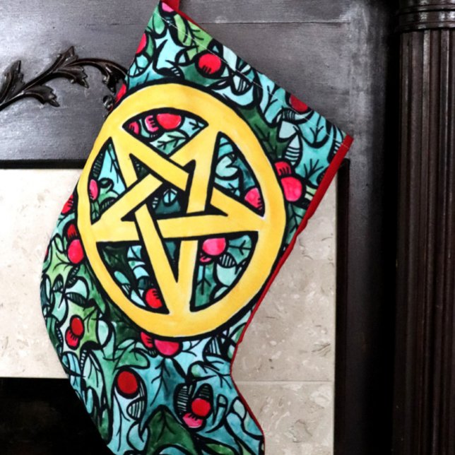 Pagan Yule Pentagram Small Christmas Stocking (Creator Uploaded)