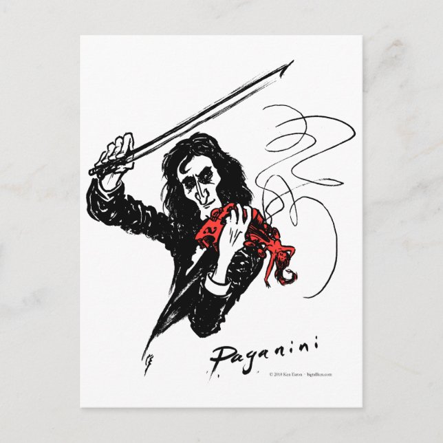 Paganini color3 b&w&red 300dpi postcard (Front)