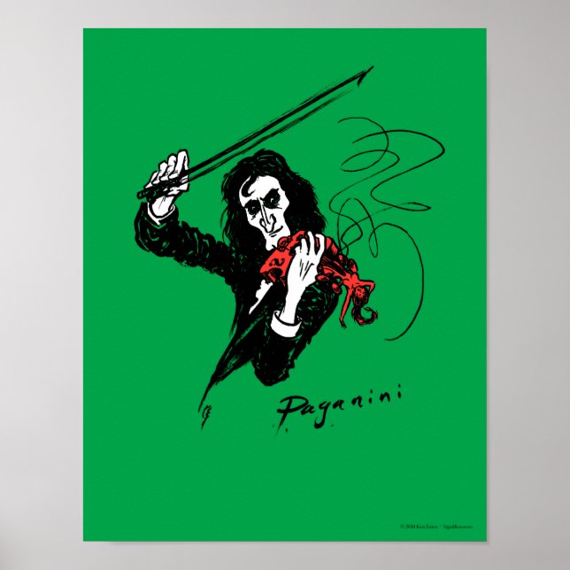 Paganini playing a red violin 11x14 poster (Front)