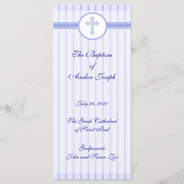 Page 1/5 Greek Orthodox Church Baptism Program Programme (Front)